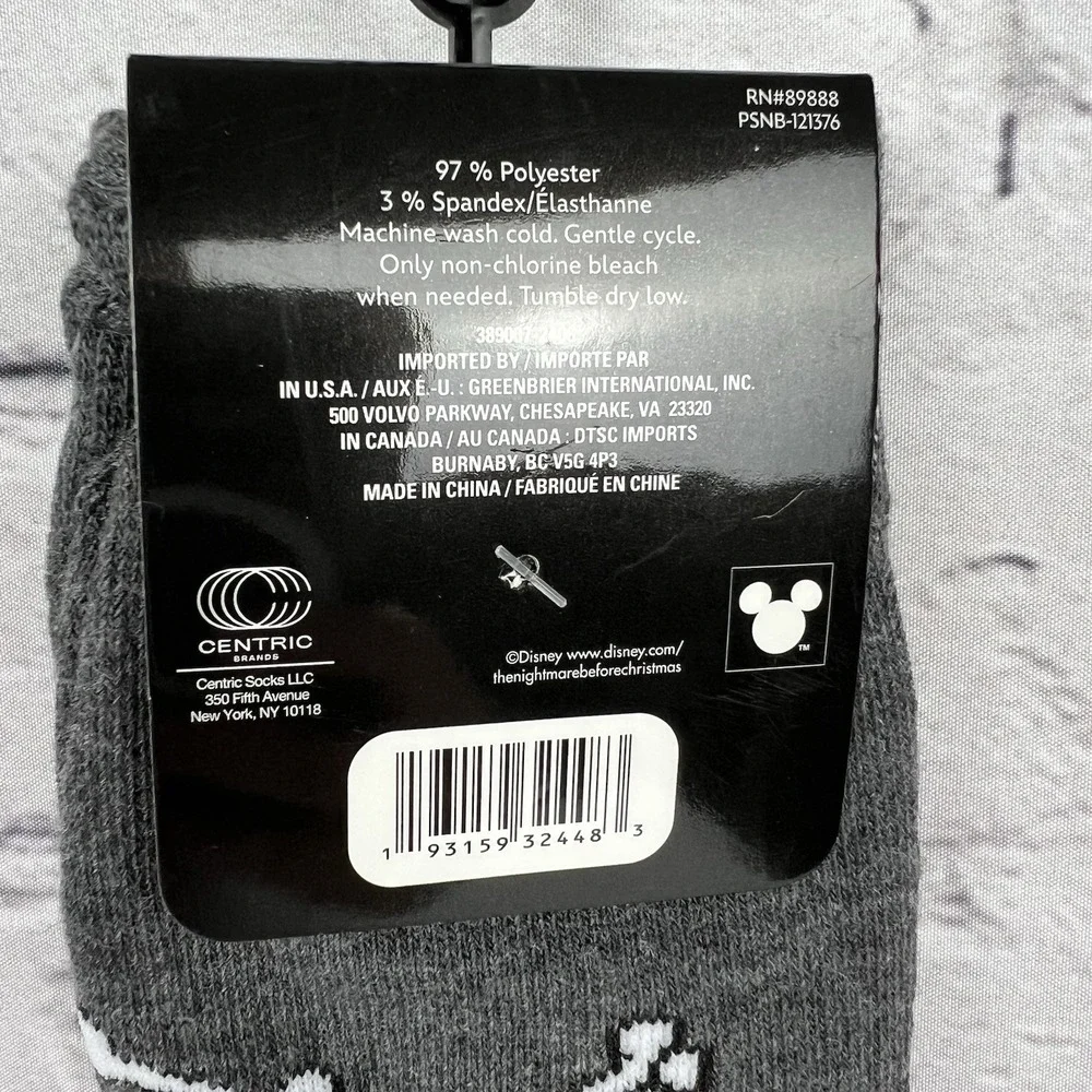 The Nightmare Before Christmas Holiday 1 Pair Crew Socks Unisex Adult Sz‎ 6-12